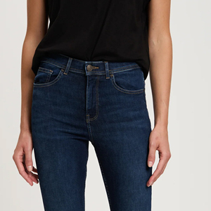 Jeans de Mujer, Lavados, de Algodón, Corte Ajustado, con Logotipo Personalizado, Cintura Alta, Elásticos, con Botones, Pantalones de Mezclilla Personalizados - Product Image 5