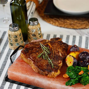 Premium quality 2025 Refined Himalayan Salt Cooking Slab with Stainless Steel Holder Natural <b>Pink</b> Tiles 30x20x5cm salt tray - Product Image 3