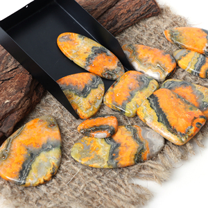 Natural Yellow Bumble Bee Jasper Flat Back Cut Polished Loose Gemstone Cabochon for Silver Brass Jewelry Making - Product Image 1