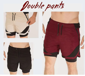 New Summer Men Double <b>Layer</b> Shorts Fast Dry Running Training Fitness Sportswear Sweat Shorts Sports Workout Shorts - Product Image 2