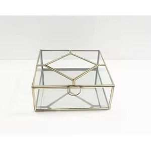 Stylish Glass Jewelry Case for Necklace Bracelet Storage Decorative Metal Glass Jewelry <b>Box</b> for <b>Vanity</b> Display - Product Image 2