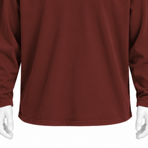 Rust <b>Red</b> Reversed LS Tee Oversized Long Sleeve Cotton T Shirt Relaxed Drop Shoulder Vintage Washed Unisex Casual Streetwear <b>Top</b> - Product Image 6