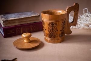 Taza Ecológica de Madera para Beber con Tapa, Hecha a Mano, Sostenible, con Grabado, para Jugos, Smoothies y Bebidas Frías, 21 - Product Image 3