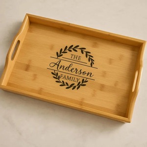 Bandeja de madera para servir, estilo moderno, superficie lisa, diseño robusto, adecuada para servir bebidas, aperitivos, comidas, decoración del hogar - Product Image 1