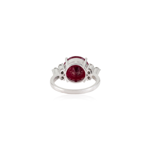 Nuevo y Espectacular Anillo Hecho a Mano de Plata de Ley S925 con Rubí Natural de Corte Redondo de 7.2ct y Diamantes para Mujer, Joyería para Fiestas - Product Image 6
