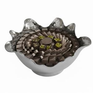 Bol de service élégant en argent, pour chocolats et friandises, vente en gros, pour mariage et fête, bol décoratif unique en métal, support à dessert - Product Image 1