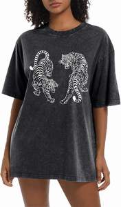 T-shirts graphiques en coton 100% de qualité supérieure 240 GSM pour femmes, style streetwear oversize, délavé à l'acide, hauts d'été en coton – Vente directe usine OEM - Product Image 5