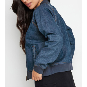 Vestes en jean respirantes à col montant et fermeture éclair pour femmes, prix abordable, logo personnalisé - Product Image 3