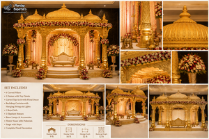 Grands dômes de Mandap dorés - Élégants, vintage et modernes, en fibre de verre, pour mariages indiens, temples traditionnels, Kalyana Mandapam pour les Tamiliens - Product Image 5