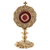 Relicario de Cruz Moderno de Metal Creativo en Latón con Gema Roja en el Centro, Acabado Dorado, para Mesa, Interior, Ecológico y Duradero, ¡Venta Caliente!