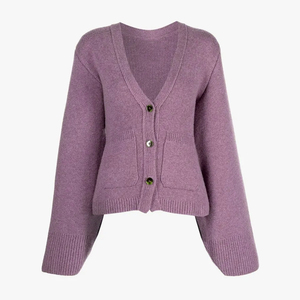 Make Your Custom Premium Quality Breathable Wool/Cashmere V-Neck Knitted Casual <b>Cardigans</b> <b>Sweaters</b> for Women Tie Belt - Product Image 2