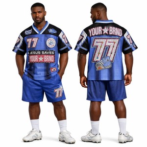 American Football Jersey and <b>Shorts</b> Set Breathable 100% <b>Polyester</b> Material Sportswear Custom American Football Jersey and <b>Shorts</b> - Product Image 1