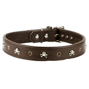 ปลอกคอสุนัขหนังแท้ลายทึบทำด้วยมือพร้อมกระดุมคริสตัลจาก Concho ทำงานดีไซน์ใหม่ - Product Image 4