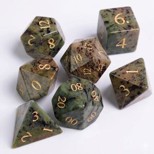 Dados de piedra de alta calidad, jaspe kiwi, cristal natural, piedras curativas de reiki, piedras grabadas, juego de dados personalizados, cristal vikingo - Product Image 3