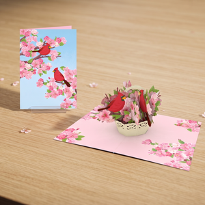 Carte pop-up 3D couple d'oiseaux, cadeau du Nouvel An, carte de vœux artisanale, fournisseur de papier artisanal Sakura Vietnam - Product Image 5