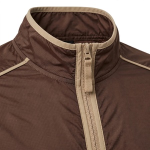 Men's Brown Windproof <b>Racer</b> <b>Jacket</b> Stand Collar Zipper Closure Casual Autumn Wear Regular Fit Solid Color Polyester Material - Product Image 6