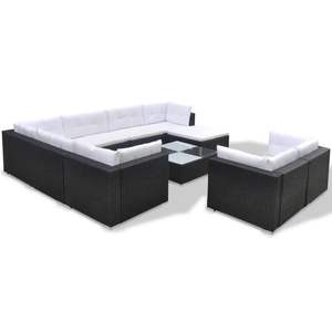 Juego de 10 Muebles de Patio en Negro y Blanco Crema - Product Image 3