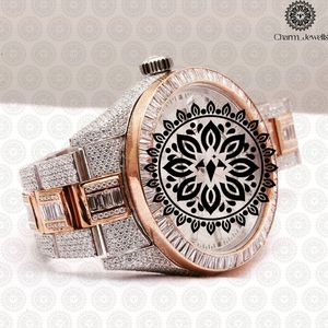 Charm Jewells Montre de luxe pour femme, bracelet en acier inoxydable, boîtier rond, cadran analogique de 38 mm, mouvement à quartz en cristal de saphir - Product Image 4