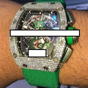 Luxury Men's Stainless Steel <b>Automatic</b> <b>Chronograph</b> Watch With Sapphire Crystal Analog-Digital Dial 43mm Polygon Case Rubber Band - Product Image 3