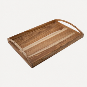 Handcrafted Premium Teak Wood Serving <b>Tray</b> With Built-in Handles Large Rectangular Decorative Platter For <b>Breakfast</b> Coffee Table - Product Image 1