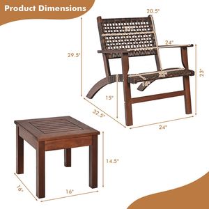 Set di 3 Mobili da Giardino in Rattan e Legno per Spazi Esterni - Product Image 4