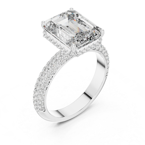 Bague de fiançailles en or jaune 14 carats avec diamant rond et émeraude cultivé en laboratoire pour femme |   Nouveau diamant cultivé - Product Image 5