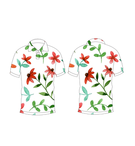 Camisa Polo Blanca para Hombre con Estampado Floral Acuarela, Manga Corta, Casual, Verano, Golf - Product Image 3