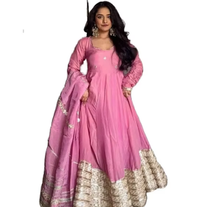 ÚLTIMO MODELO DE TRAJE SALWAR CON LENTEJUELAS ROSAS Y BORDADO DE HUEVOS DE GALLINA, ESTILO INDIO MODERNO, PARA BODAS, EN ALGODÓN, PRECIO AL POR MAYOR - Product Image 1