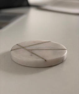 Sous-verres en marbre fabriqués à la main finition lisse ensemble de sous-verres en pierre naturelle pour l'intérieur de la cuisine derniers tapis et tampons de conception - Product Image 6