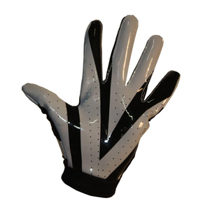 Gants de football personnalisés pour receveur, blancs et bleus avec étoiles, imprimés par transfert thermique, en polyester/coton/métallique, longueur poignet, quatre gants - Product Image 6
