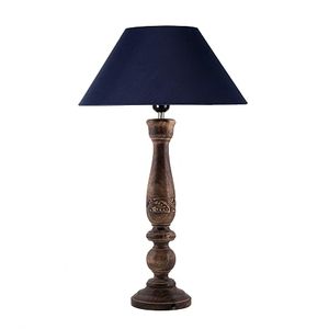 Lampe de table en bois traditionnelle style Empire avec abat-jour en tissu, design silencieux, lumière chaude, lampe de chevet pour chambre à coucher, usage résidentiel - Product Image 1