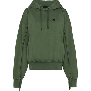 Sweat à capuche décontracté vert délavé pour homme, à manches longues, avec cordon de serrage, poche et poignets côtelés, logo personnalisé - Product Image 4