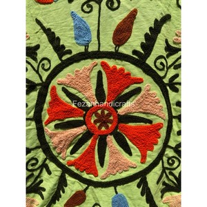 Light Green Cotton Embroidered Jacket Mandarin Collar Full Sleeve Floral Pattern Handmade <b>Spring</b> Wear <b>Women's</b> - Product Image 5