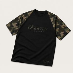 Custom Logo Men's Black Camouflage <b>Raglan</b> <b>Sleeve</b> <b>T</b>-<b>Shirt</b> Regular Fit Eco-Friendly Screen Printed Jersey Cotton O-Neck Printed - Product Image 2