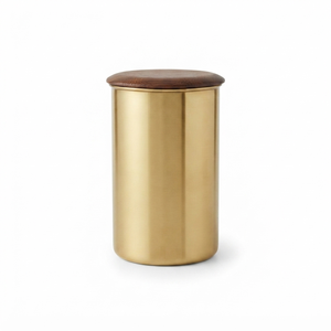 Modern Brass <b>Storage</b> Canister with Wooden Lid Decorative <b>Kitchen</b> Counter <b>Jar</b> Coffee Tea Sugar Dry Food Container OEM Wholesale - Product Image 1