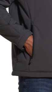 Chaqueta de Forro Polar Negra para Hombre, Cuello Alto, Cierre de Cremallera, Resistente al Viento, Corte Regular Informal, Color Sólido, Prenda Exterior de Poliéster para Otoño - Product Image 2