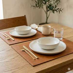 Ensemble de sets de table ovales en cuir véritable, résistants à la chaleur, imperméables, articles en cuir de qualité supérieure, prix d'usine LPM-0023 - Product Image 2