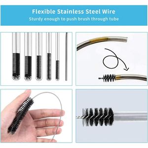 10pcs Set of Flexible <b>Drain</b> <b>Brush</b> Straw Cleaner 61Inch Stainless Steel Double-Ended Hose <b>Brush</b> 8.2Inch N Pipe Cleaners <b>Brush</b> - Product Image 3