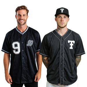 เสื้อเบสบอลซอฟต์บอลแบบติดกระดุม แขนสั้น เสื้อกีฬาฝึกซ้อม เสื้อเบสบอล 100% โพลีเอสเตอร์ เสื้อซอฟต์บอล - Product Image 1