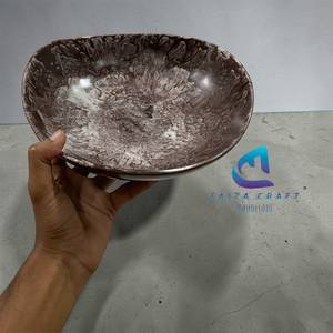Grande assiette à salade classique en résine, durable, fabriquée à la main, écologique, de qualité alimentaire, sans BPA, avec logo personnalisé et motif tourbillon coloré - Product Image 5