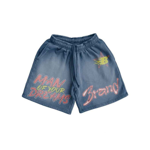 Ensemble de shorts d'été pour hommes en coton 100% léger et respirant, imprimé avec un logo personnalisé sur le devant, tricoté, teinture dip-dye, 250 g/m², streetwear - Product Image 2