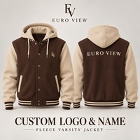 Veste universitaire en laine Euro View avec logo personnalisé, unisexe, à carreaux, hiver, color block, brodée, style bomber, Letterman