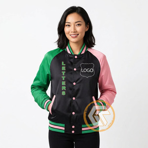 อัลฟ่าที่ปรับแต่งได้ |   เสื้อแจ็คเก็ตวาร์ซิตี้ปักลายผ้าฝ้ายคาปา คุณภาพสูง ระบายอากาศได้ดี แห้งเร็ว มีซิป สำหรับผู้หญิง - Product Image 2