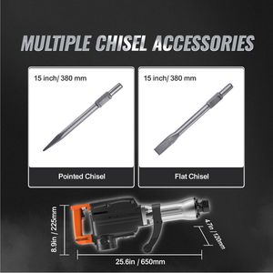 Martillo Demoledor Eléctrico de 2200W, Rompedor de Concreto de Alta Resistencia 1350 BPM, Martillos Rotatorios Eléctricos con 2 Cinceles y Estuche de Almacenamiento - Product Image 1
