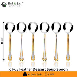 JAGDAMBA CUTLERY LIMITED Feather-Design Stainless Steel 6 PCS <b>Coffee</b> <b>Spoon</b> Premium Cutlery Set - Product Image 4