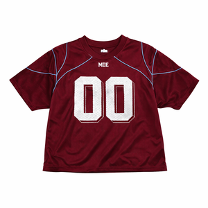 Maillot de football américain tendance 2026 personnalisé pour femme en maille, uniforme d'équipe en polyester à col en V avec passepoil contrastant, fabricant OEM en gros - Product Image 6