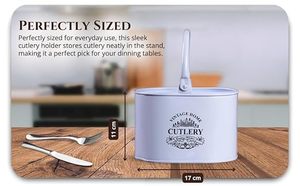 Rectangular Metal <b>Cutlery</b> <b>Storage</b> Holder with Fork Spoon Knife Icon Modern Kitchen Organizer Standing Type Single Tier - Product Image 6