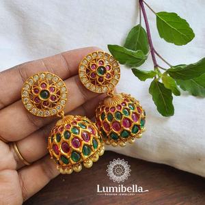 Kemp Trendy Ethnic Flower Drop Hoop Earrings-Turquoise Pearl Diamond & Zircon-Alloy Jewelry for Wedding Party & Gift - Product Image 2