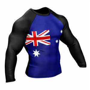 Rashguard personnalisé avec drapeau national, BJJ MMA No Gi Jiu Jitsu, Rashguard sublimé, T-shirt de compression, Vente en gros OEM - Product Image 3