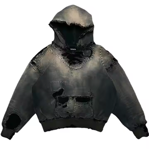 Sweat à capuche oversize pour homme, effet délavé, coupe streetwear, en molleton bouclette, coupe droite, automne - Product Image 1